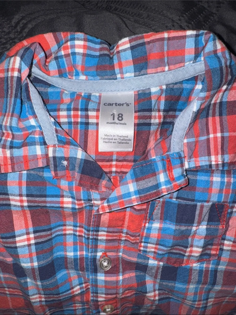 Carter's Red & Blue Plaid Short-Sleeve one piece outfit